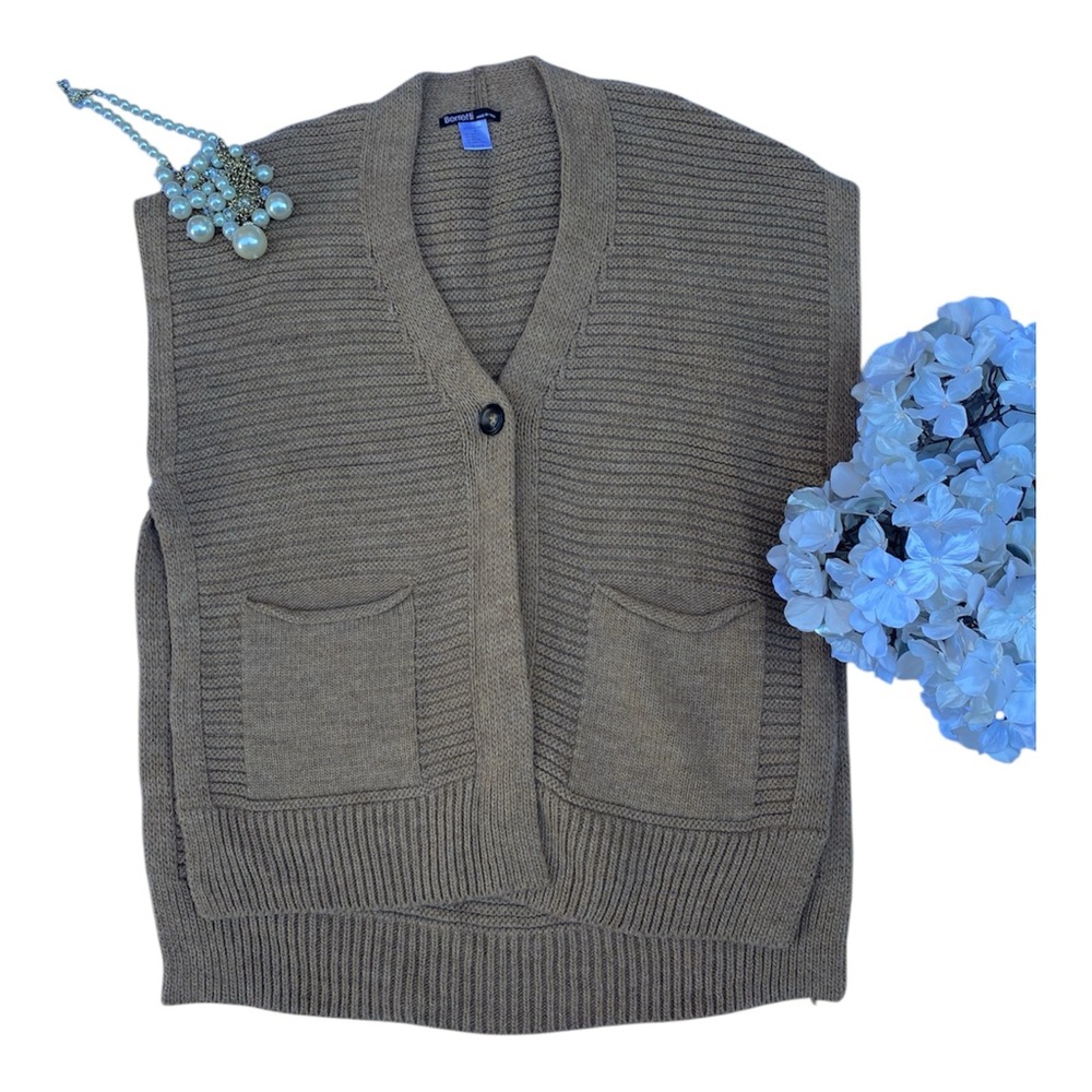 Berretti Knitted Wool Blend Grandpa Sweater Cape Poncho Vest M